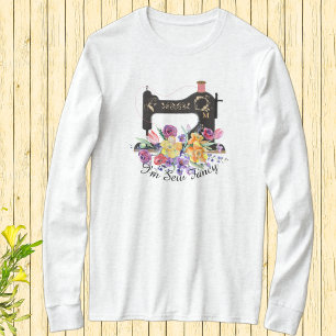 Jag är Sew Finare Blommigt Vintage Sewing Maskin T Shirt