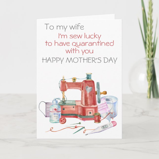 Jag är Sew Lucky som har karantänerat Mors dag Kort (Framsida)