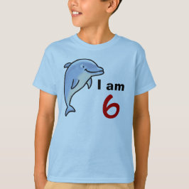 Jag är sex år gammal idag (söt delfin) t-shirt