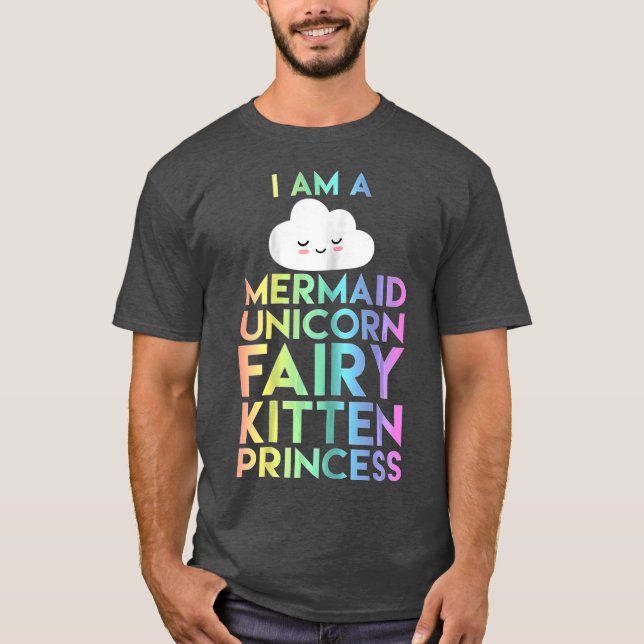 Jag är Sjöjungfru Unicorn Fairy Kitten Princess T Shirt (Framsida)