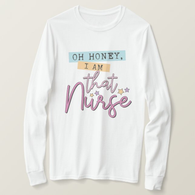 Jag är sjuksköterskan Retro Stil Rosa T Shirt (Design framsida)