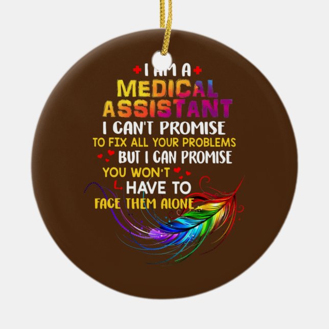 Jag är sjukvårdspersonal i kärlek julgransprydnad keramik (Framsidan)