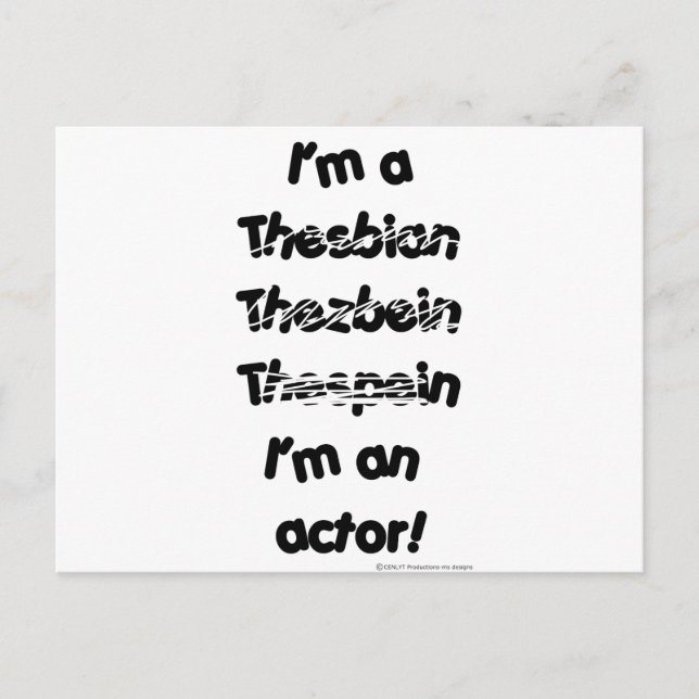 Jag är skådespelare (för lätta Färgader) Vykort (Framsida)