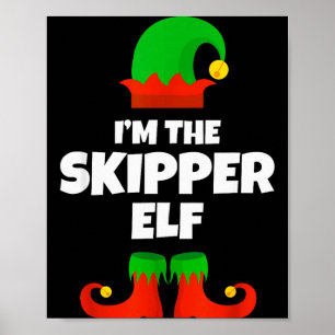 Jag är Skipper Elf Familj Pyjamas Jul Roligt Poster