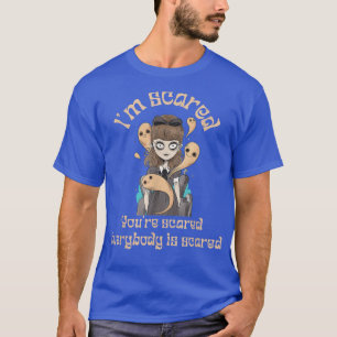 Jag är Skrämt Retro Girl Haunted Halloween Horror T Shirt