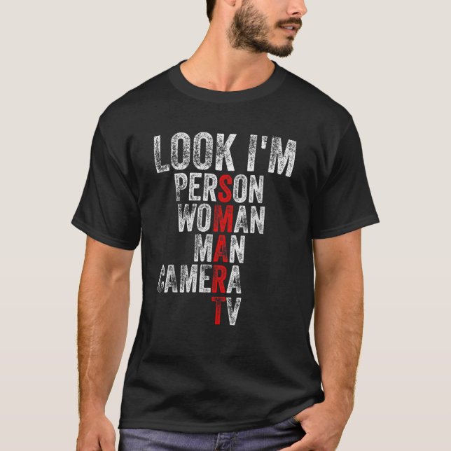 Jag är smart person Woman Man Camera Tv T Shirt (Framsida)