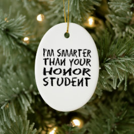 Jag är smartare än ditt hederstal student-foto julgransprydnad keramik