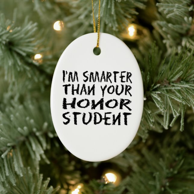 Jag är smartare än ditt hederstal student-foto julgransprydnad keramik (Träd)