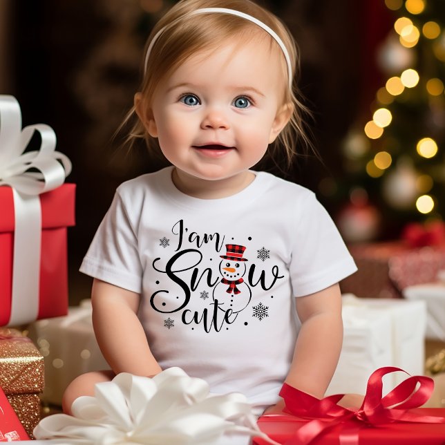 Jag är Snö Cute Adworthy Snögubbe Helgdag T Shirt (I am Snow Cute Adorable Snowman Holiday Baby T-Shirt for the Christmas Holidays)