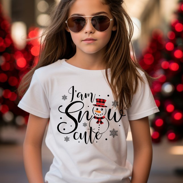 Jag är Snö Cute Helgdag Girls jul T Shirt (I am Snow Cute Holiday Snowman Girls Christmas T-Shirt)