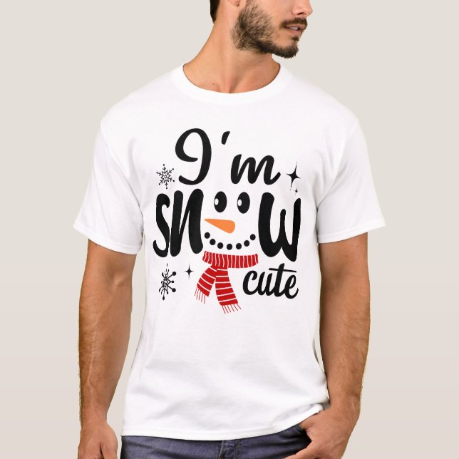 Jag är Snö Cute Snögubbe jul T Shirt (Framsida)