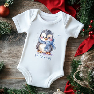 Jag är Snö Cute Watercolor Winter Helgdag Penguin T Shirt
