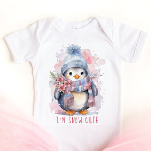 Jag är Snö Cute Watercolor Winter Helgdag Penguin T Shirt