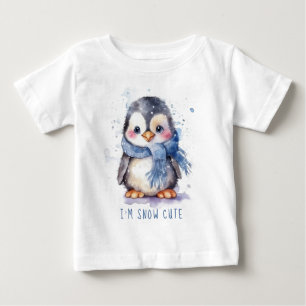 Jag är Snö Söt Vattenfärg Vinter Helg Pingvin T Shirt