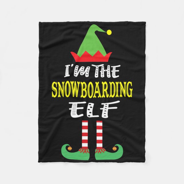 Jag är "Snowboarding Elf Matching Family Group Chr Fleecefilt (Framsidan)