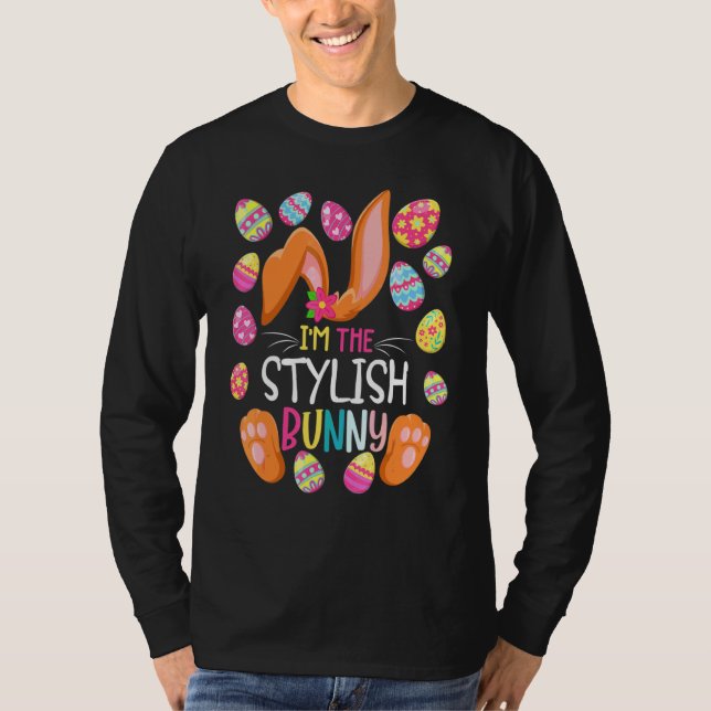 Jag är Snyggt Bunny Cute Eggs Rabit Påsk Party T Shirt (Framsida)