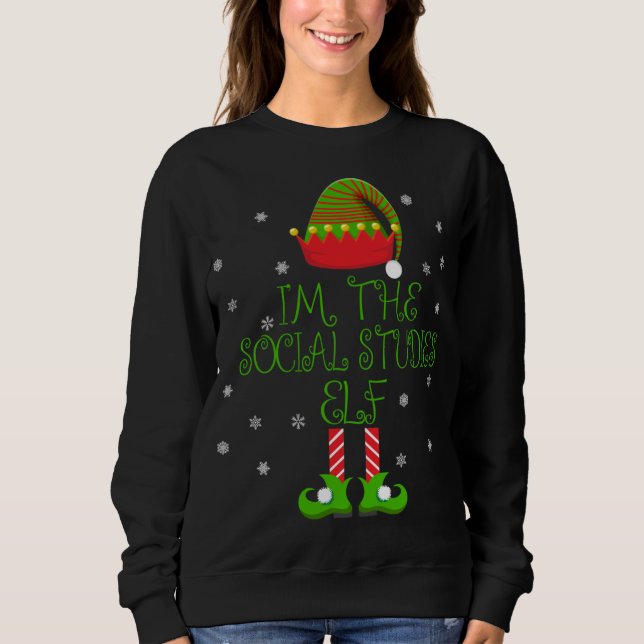Jag är Social Studies Elf Funny Teacher Julafton T Shirt (Framsida)