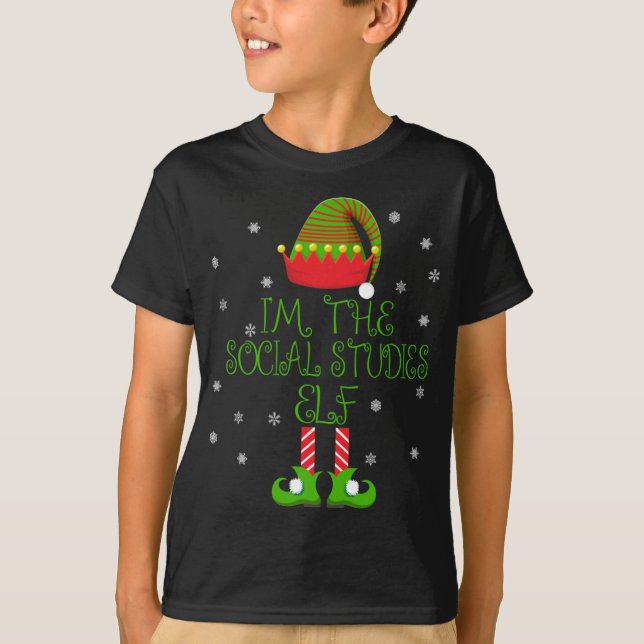 Jag är Social Studies Elf Funny Teacher Julafton T Shirt (Framsida)