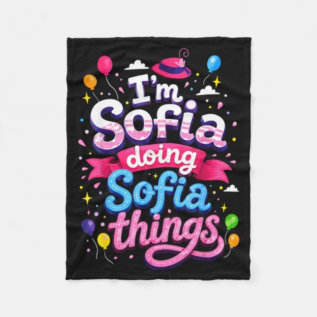 Jag är Sofia som gör Sofia-saker söta tjejer Fleecefilt (Framsidan)