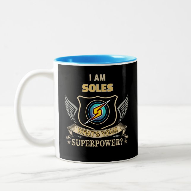 Jag Är SOLES Vad Är Din Superkraft Två-Tonad Mugg (Vänster)