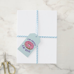 Jag är söt på din Rosa Donut Doughnut Foodie Kärle Presentetikett
