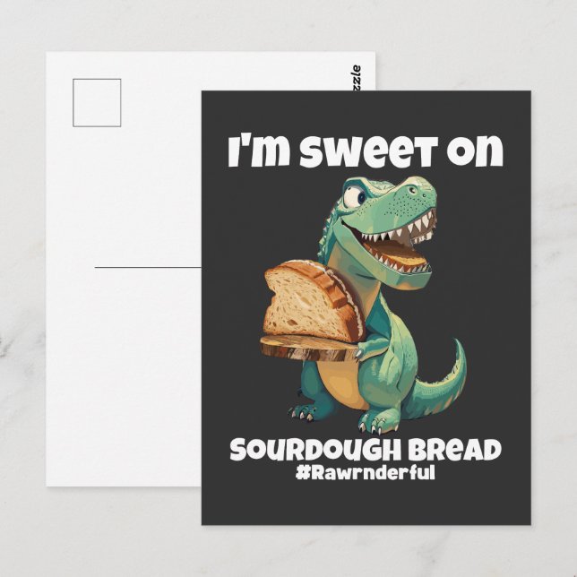 Jag är söt på källbröd T-Rex Vykort (Fram/baksida)