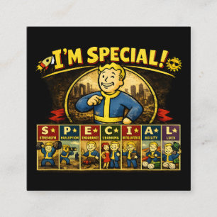 Jag är speciell Fallout Inspirerad Stats Musmatt Fyrkantigt Visitkort