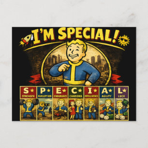 Jag är speciell Fallout Inspirerad Stats Musmatt Vykort