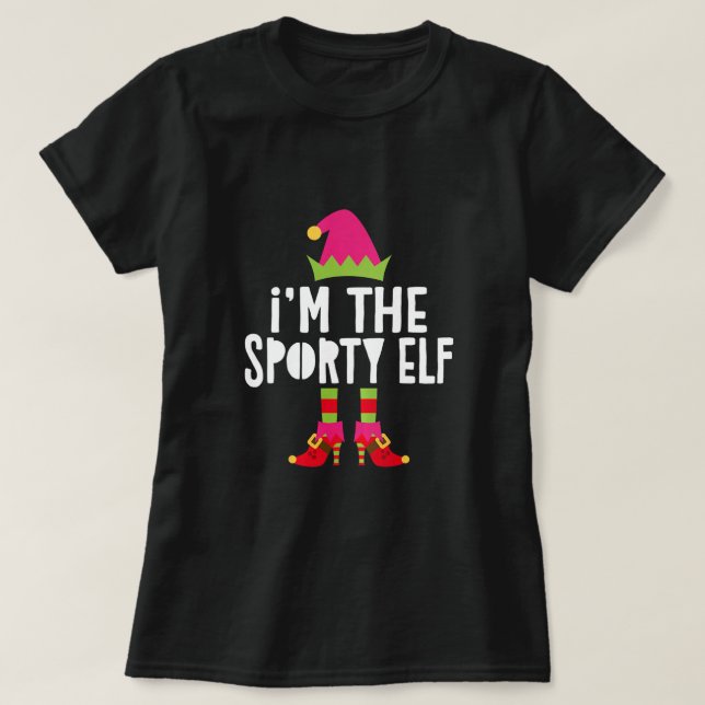 Jag är Sporty Elf T-Shirt-matchande julkostnad T Shirt (Design framsida)