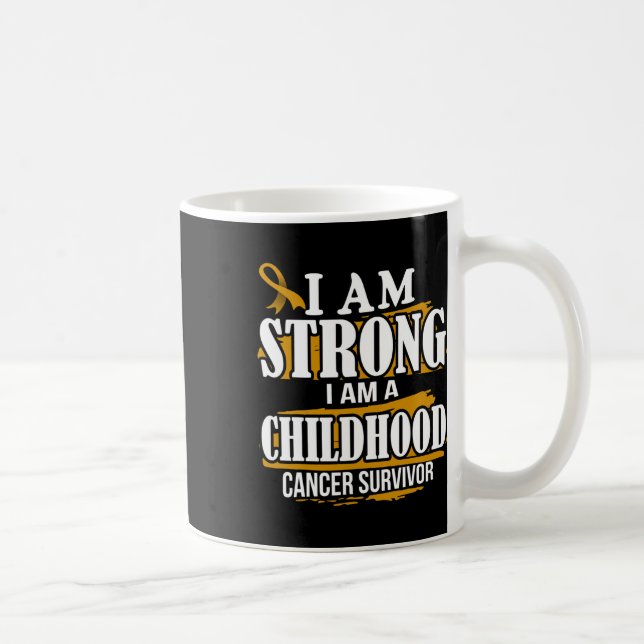 Jag är stark jag är en barndomscanceröverlevare me kaffemugg (Höger)