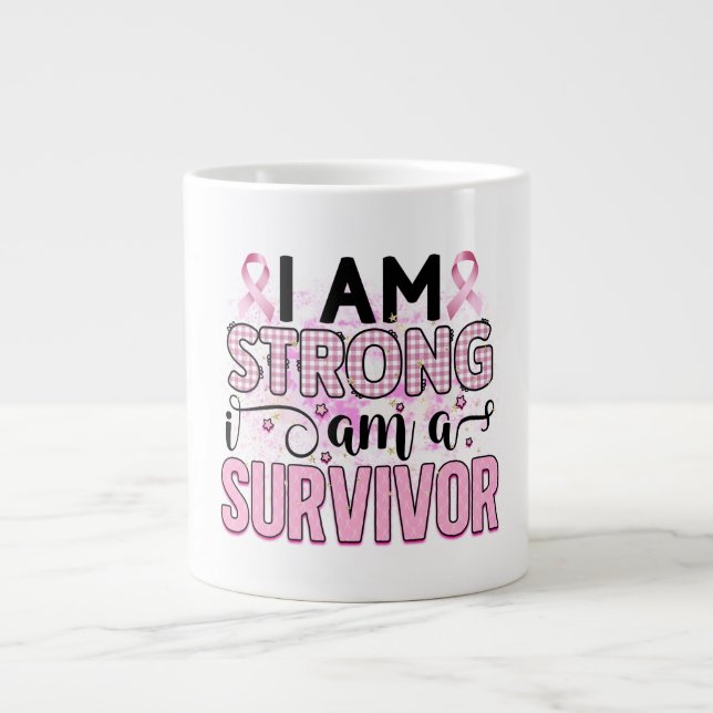 Jag är stark, jag är en Survivor Jumbo Mugg (Framsidan)