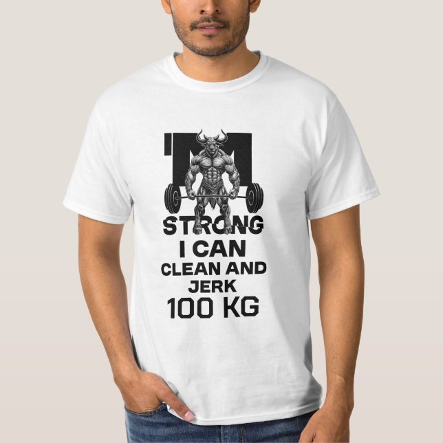 Jag är stark - jag kan städa och Idiot T Shirt (Framsida)