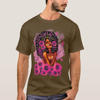 Jag är stark Rosa Ribbon Flowers Black Queen Breas T Shirt