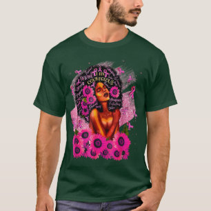 Jag är stark Rosa Ribbon Flowers Black Queen Breas T Shirt