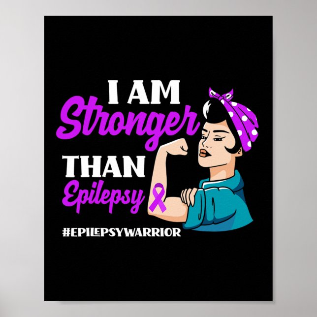 Jag är starkare än epilepsianfall Epilepsi Medvete Poster (Framsidan)