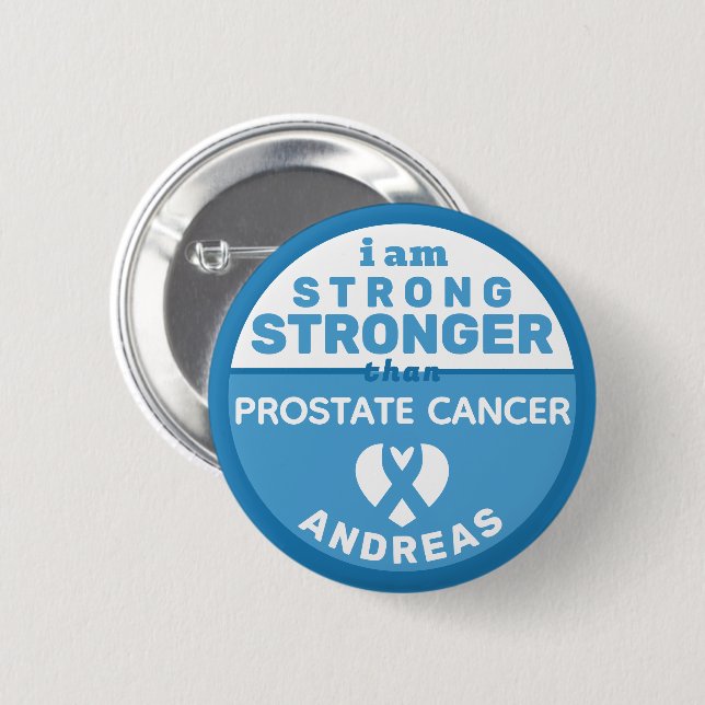 Jag är starkare än prostatacancer-knapp knapp (Framsida & baksida)