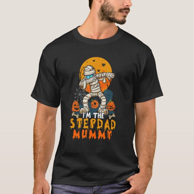 Jag är Stepdad Mummy Dabbing Mummy Scary Pumpkin T Shirt (Framsida)