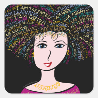 JAG ÄR - STICKER FYRKANTIGT KLISTERMÄRKE