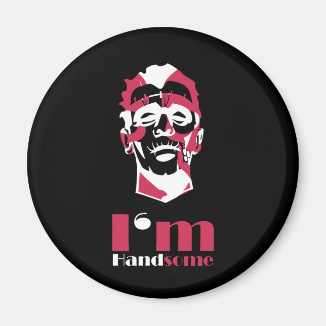 Jag är stilig abstrakt ansikte magnet (Framsidan)