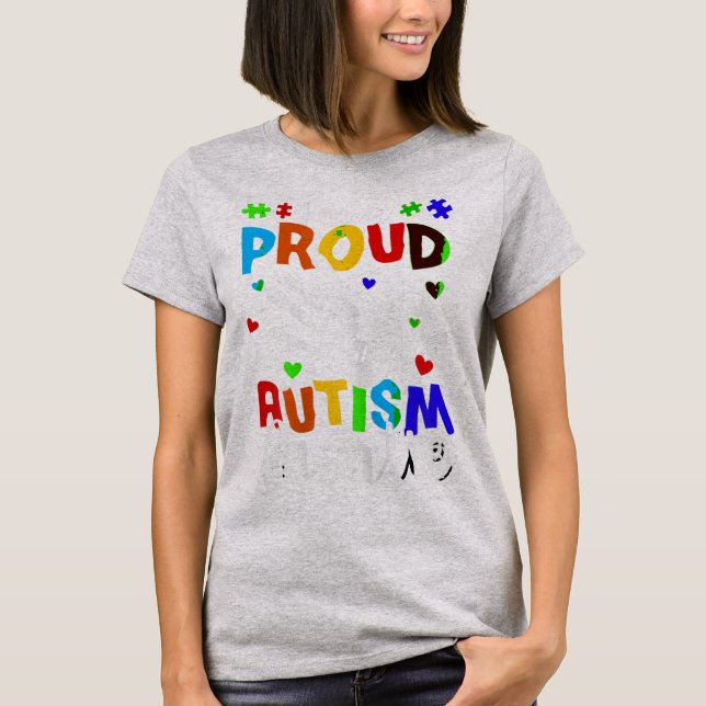 Jag är stolt Autism Auntie T-Shirt. Funny Autism A T Shirt (Framsida)