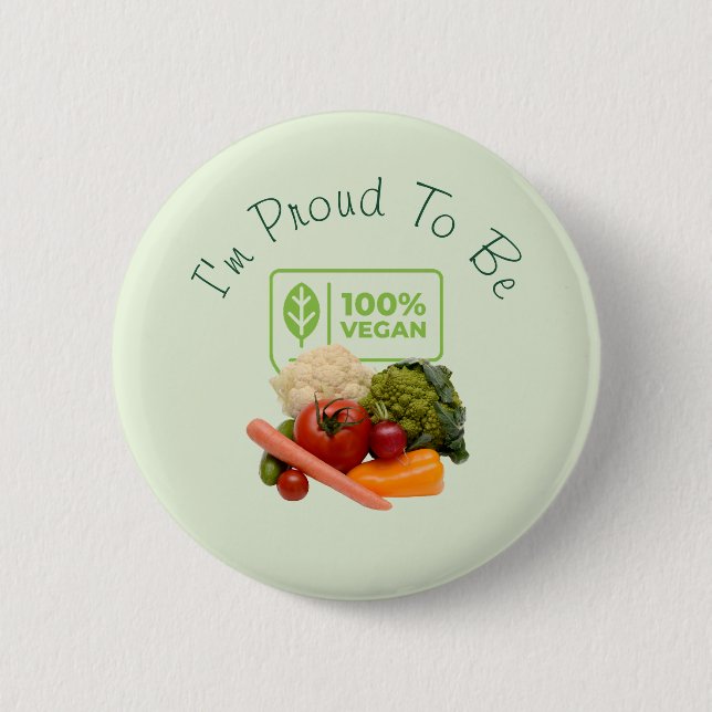 Jag är stolt över att vara 100% vegan knapp (Framsida)