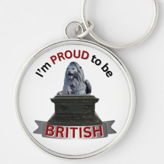 Jag är stolt över att vara brittisk rund silverfärgad nyckelring