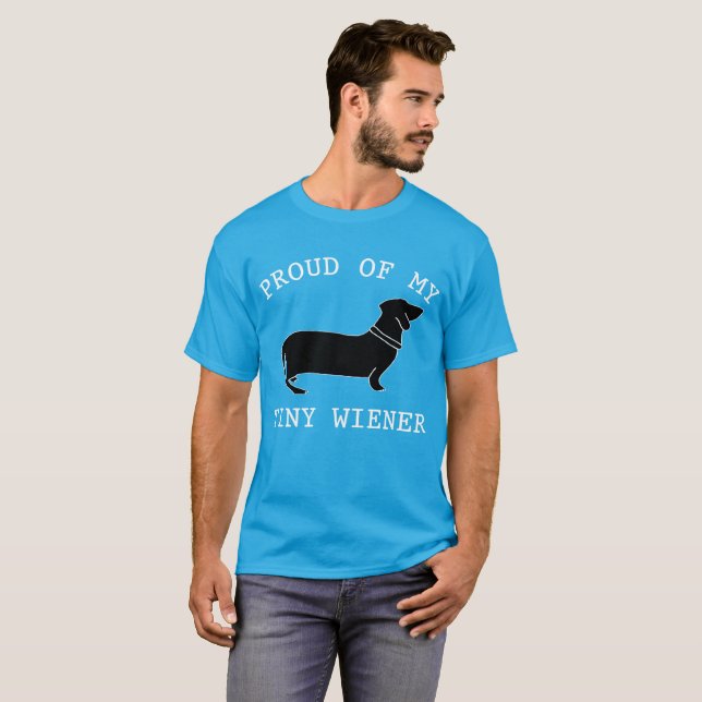 Jag är stolt över min lilla Wiener Funny Dachshund T Shirt (Hel framsida)