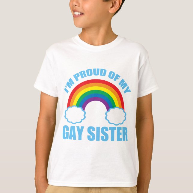 Jag är stolt över min syster Rainbow Kids Tee (Framsida)