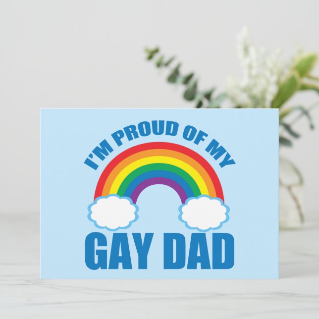 Jag är stolt över mitt Gay Pappa Rainbow-Pride Kort (Stående Fram)