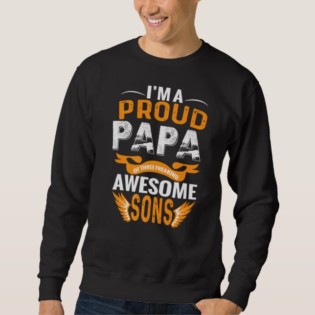 Jag är stolt Pappa över tre frusna Fantastisk Sons Lång Ärmad Tröja (Framsida)