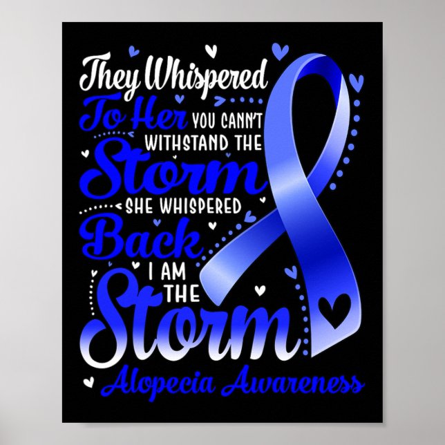 Jag är Storm Alopecia Awareness Blue Ribbon Poster (Framsidan)