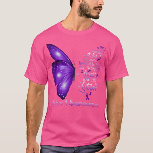 Jag är Storm Alpha-1 Awareness Butterfly T Shirt (Framsida)