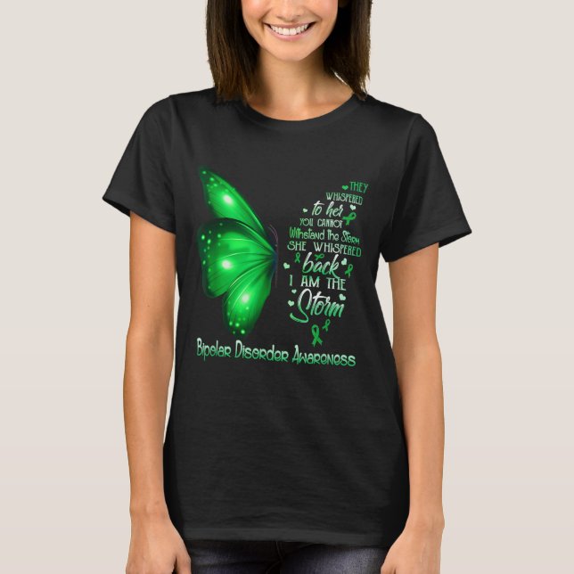 Jag är storm bipolär störning medvetenhet fjäril t shirt (Framsida)