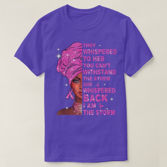 Jag är Storm Black Woman Afro Breast Cancer Awar T Shirt (Design framsida)